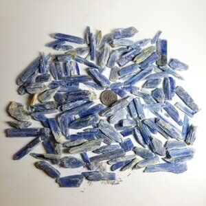 1lb & 1 oz of sky blue natural Celestite gemstone in black velvet bag